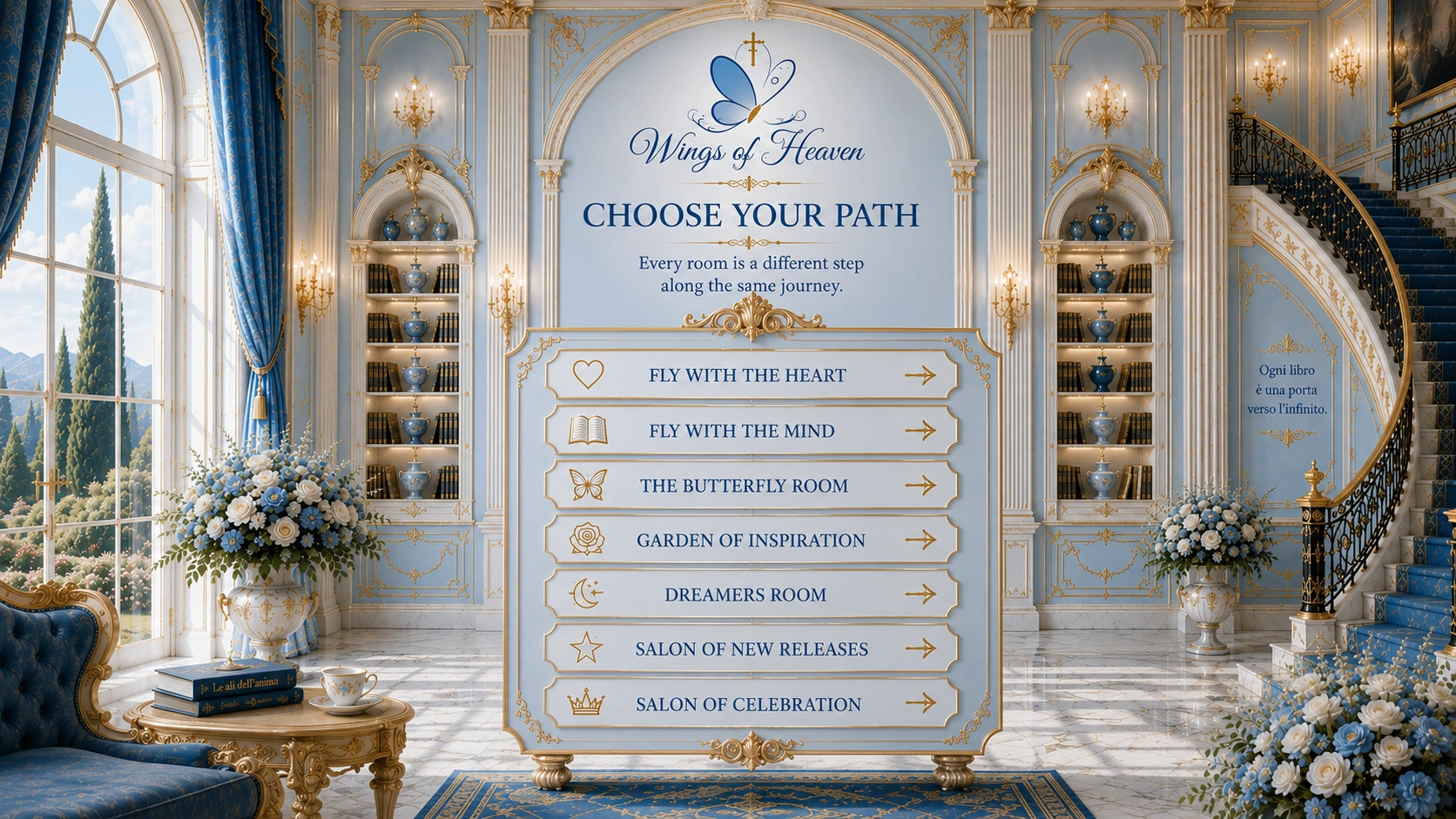 Great Hall of Wings of Heaven with seven room choices